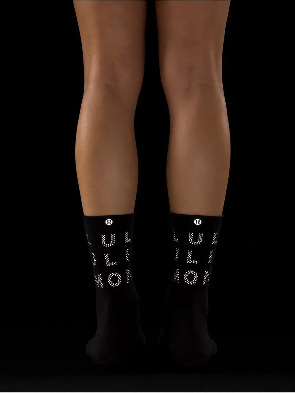 🆕 LULULEMON Power Stride Crew Socks *Reflective Black NWT Unisex